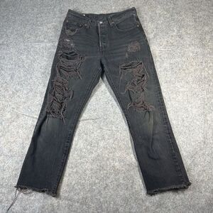 Levi's Black Distressed Straight Leg Jeans